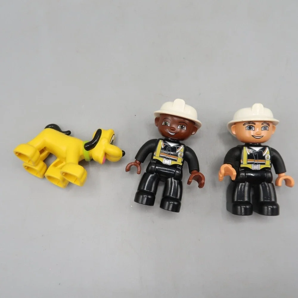Duplo LEGO Disney Minifigures Pluto Dog & 2 Fireman Figure Lot of 3